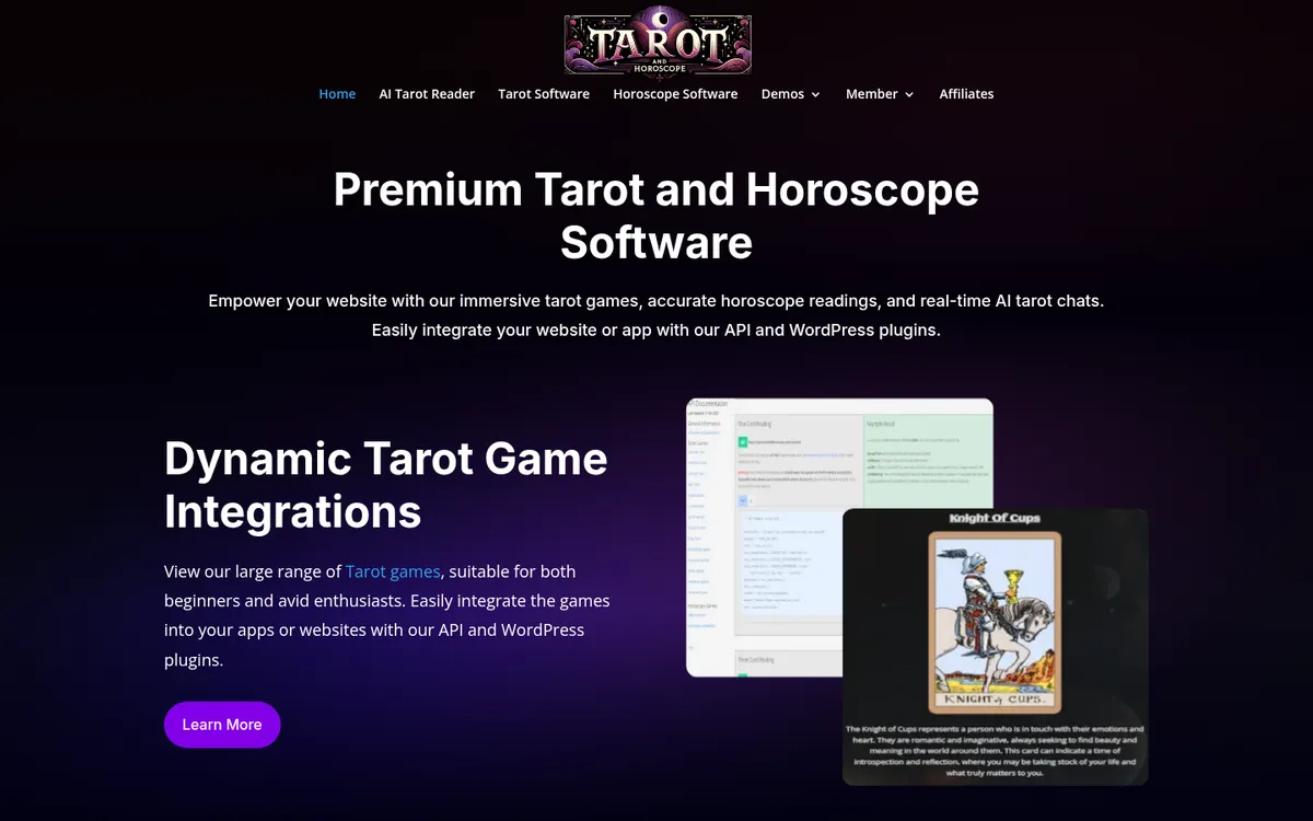 Tarot and Horoscope homepage screenshot